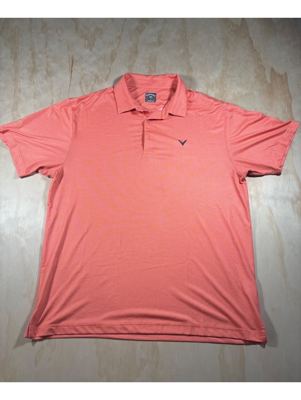 Calloway Golf polo shirt sz L Opti- Dry color coral s/s checkboard pattern
